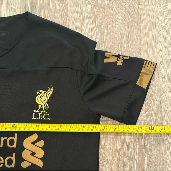 Liverpool FC Jersey Mens Medium Black Gold New Balance Bob Paisley Futbol Soccer - Picture 7 of 8